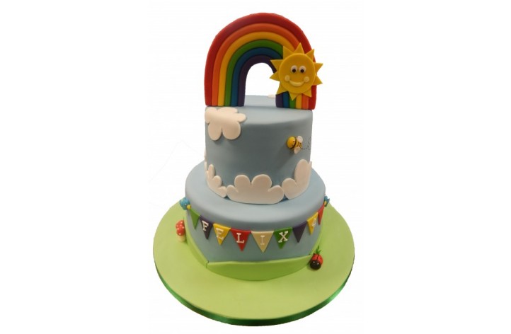Rainbow & Bunting Tiered Cake